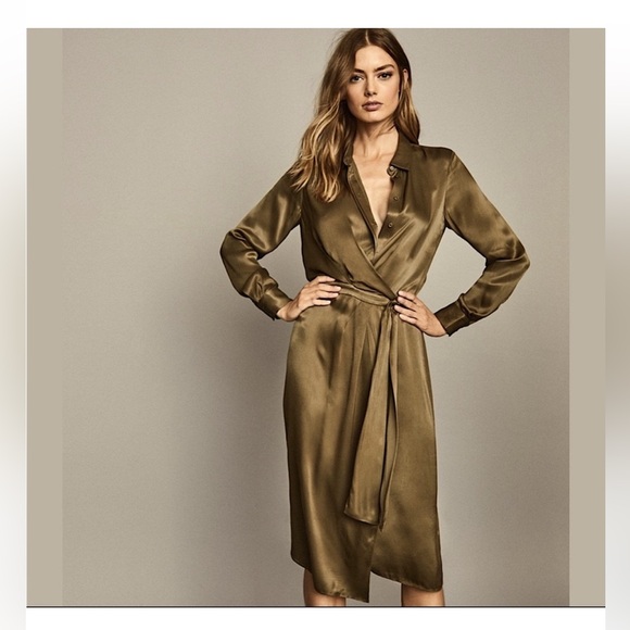 NWT Reiss Olive Satin Midi Dress